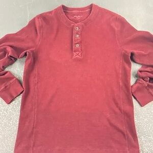 Eddie Bauer Men's Burgundy Long Sleeve Henley